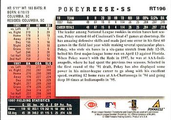 1998 Score Rookie & Traded #RT196 Pokey Reese Back