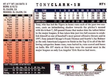 1998 Score Rookie & Traded #RT1 Tony Clark Back