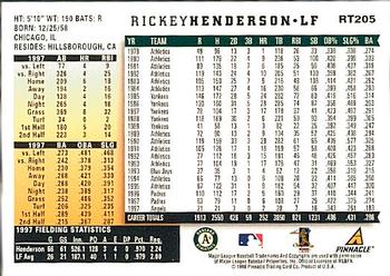 1998 Score Rookie & Traded #RT205 Rickey Henderson Back