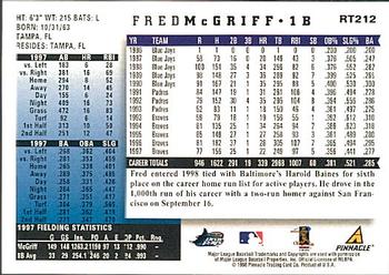1998 Score Rookie & Traded #RT212 Fred McGriff Back