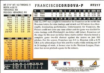 1998 Score Rookie & Traded #RT217 Francisco Cordova Back