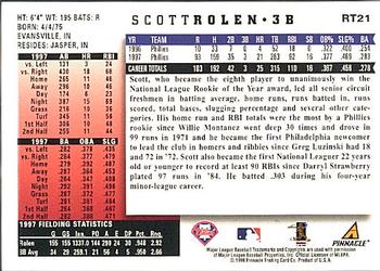1998 Score Rookie & Traded #RT21 Scott Rolen Back