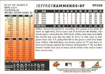 1998 Score Rookie & Traded #RT226 Jeffrey Hammonds Back
