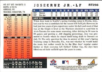 1998 Score Rookie & Traded #RT256 Jose Cruz Jr. Back