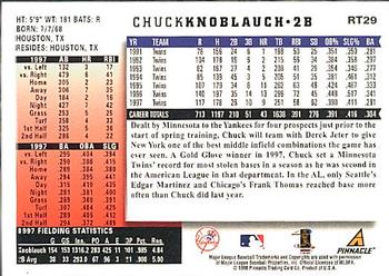 1998 Score Rookie & Traded #RT29 Chuck Knoblauch Back