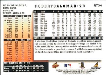 1998 Score Rookie & Traded #RT34 Roberto Alomar Back