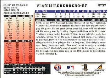 1998 Score Rookie & Traded #RT37 Vladimir Guerrero Back