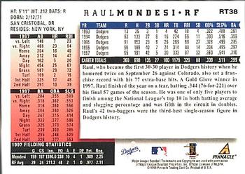 1998 Score Rookie & Traded #RT38 Raul Mondesi Back