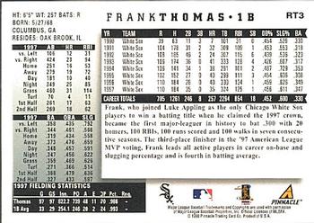 1998 Score Rookie & Traded #RT3 Frank Thomas Back