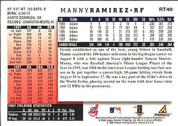 1998 Score Rookie & Traded #RT40 Manny Ramirez Back