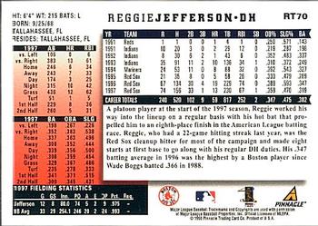 1998 Score Rookie & Traded #RT70 Reggie Jefferson Back