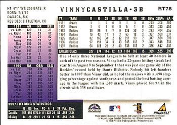 1998 Score Rookie & Traded #RT78 Vinny Castilla Back