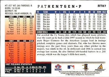 1998 Score Rookie & Traded #RT87 Pat Hentgen Back