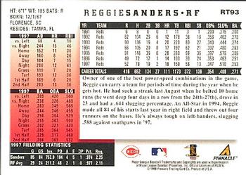 1998 Score Rookie & Traded #RT93 Reggie Sanders Back