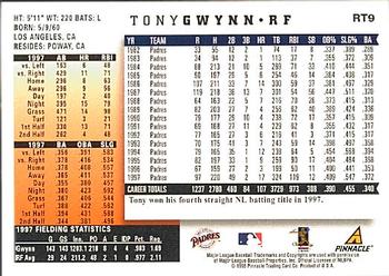 1998 Score Rookie & Traded #RT9 Tony Gwynn Back
