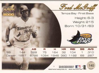 2000 Pacific Aurora - Pinstripes #140 Fred McGriff  Back