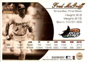 2000 Pacific Aurora - Pinstripes Premiere Date #140 Fred McGriff  Back