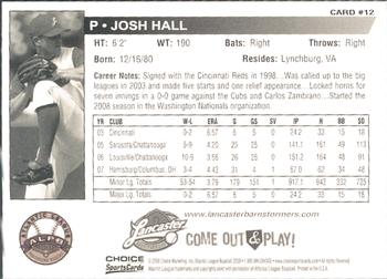 2008 Choice Lancaster Barnstormers #12 Josh Hall Back