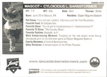 2009 Choice Lancaster Barnstormers #23 Cyloicious L. Barnstormer Back