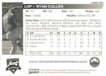2009 Choice Lancaster Barnstormers #7 Ryan Cullen Back