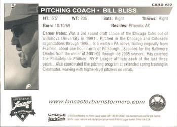 2009 Choice Lancaster Barnstormers #22 Bill Bliss Back