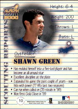 2000 Pacific Aurora - Scouting Report #10 Shawn Green  Back