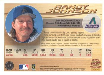 2000 Pacific Crown Collection - Holographic Purple #16 Randy Johnson  Back