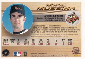 2000 Pacific Crown Collection - Holographic Purple #34 Mike Mussina  Back