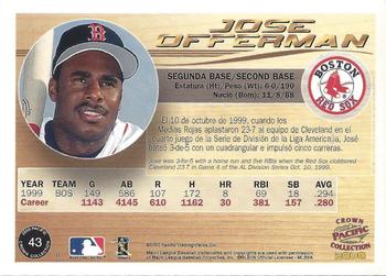 2000 Pacific Crown Collection - Holographic Purple #43 Jose Offerman  Back