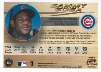 2000 Pacific Crown Collection - Holographic Purple #53 Sammy Sosa  Back