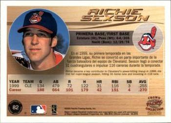 2000 Pacific Crown Collection - Holographic Purple #82 Richie Sexson  Back