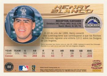 2000 Pacific Crown Collection - Holographic Purple #88 Henry Blanco  Back