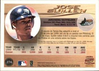 2000 Pacific Crown Collection - Holographic Purple #274 Jose Guillen  Back