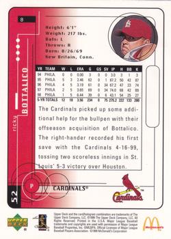1999 Upper Deck McDonald's St. Louis Cardinals #8 Ricky Bottalico Back