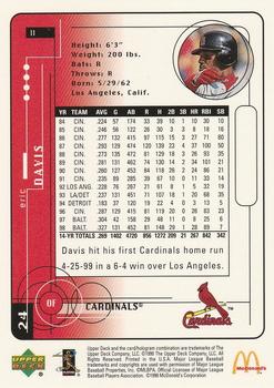 1999 Upper Deck McDonald's St. Louis Cardinals #11 Eric Davis Back