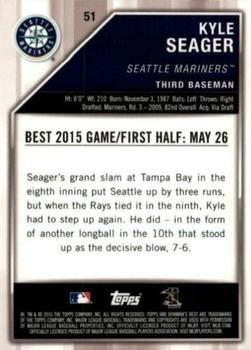 2015 Bowman's Best - Blue Refractor #51 Kyle Seager Back