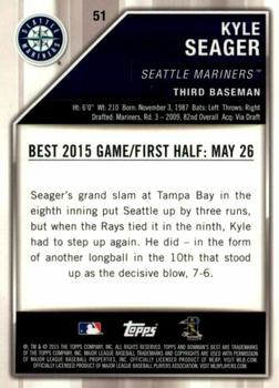 2015 Bowman's Best - Green Refractor #51 Kyle Seager Back