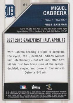 2015 Bowman's Best - Green Refractor #61 Miguel Cabrera Back