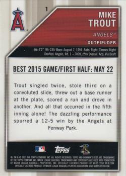 2015 Bowman's Best - Gold Refractor #1 Mike Trout Back