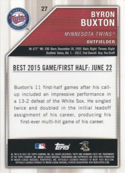 2015 Bowman's Best - Red Refractor #27 Byron Buxton Back