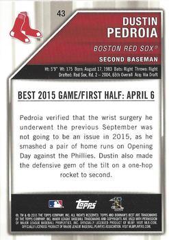 2015 Bowman's Best - Red Refractor #43 Dustin Pedroia Back