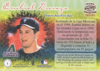 2000 Pacific Crown Collection - Latinos of the Major Leagues #1 Erubiel Durazo  Back
