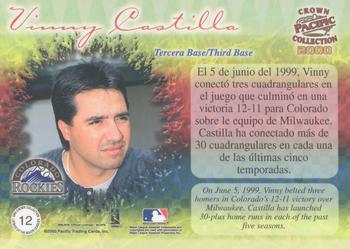 2000 Pacific Crown Collection - Latinos of the Major Leagues #12 Vinny Castilla  Back
