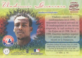 2000 Pacific Crown Collection - Latinos of the Major Leagues #17 Vladimir Guerrero  Back