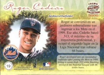 2000 Pacific Crown Collection - Latinos of the Major Leagues #19 Roger Cedeno  Back