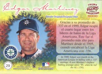 2000 Pacific Crown Collection - Latinos of the Major Leagues #29 Edgar Martinez  Back