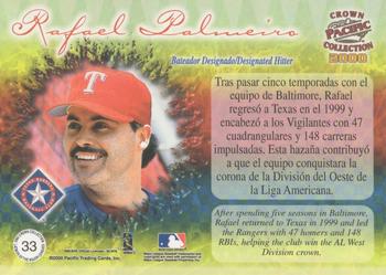 2000 Pacific Crown Collection - Latinos of the Major Leagues #33 Rafael Palmeiro  Back