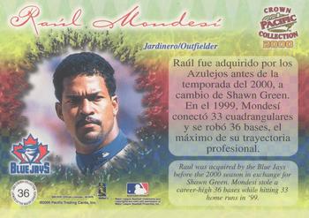2000 Pacific Crown Collection - Latinos of the Major Leagues #36 Raul Mondesi  Back