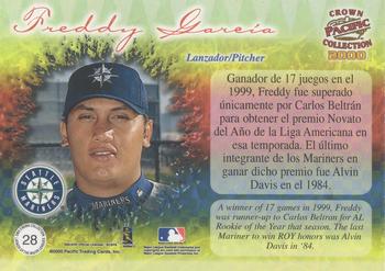 2000 Pacific Crown Collection - Latinos of the Major Leagues Parallel #28 Freddy Garcia  Back