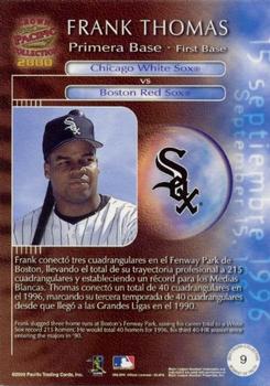 2000 Pacific Crown Collection - Moment of Truth #9 Frank Thomas  Back